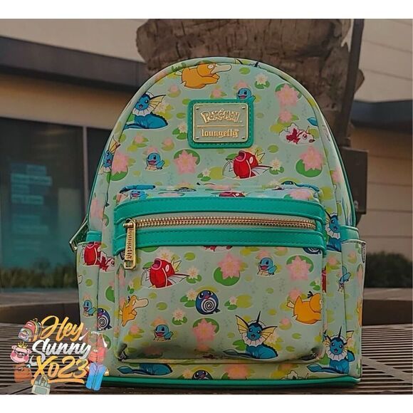 Loungefly Pokémon Water Type Lily Pad Allover Print Mini Backpack - Picture 2 of 5